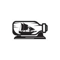 bateau dans une bouteille symbole logo icône, illustration conception vecteur