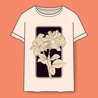 fleur illustration dans foncé Cadre sur lumière Ton chemise, conception pour impression vecteur