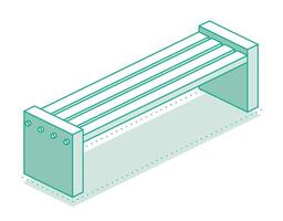 isométrique contour moderne rue banc. minimaliste objet isolé sur nettoyer blanc Contexte. parfait pour représentant Publique les espaces, Urbain planification, et moderne architecture. vecteur