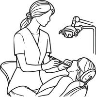 dentiste diagnostic une patient illustration. vecteur