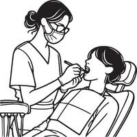 dentiste diagnostic une patient illustration. vecteur