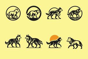minimal Loup logo ensemble illustration vecteur