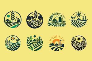 minimal agriculture logo ensemble illustration vecteur