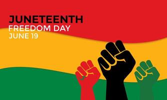 juneteenth liberté journée. Afro-américain indépendance jour, juin 19. bannière affiche, prospectus et Contexte conception. agitant panafricain drapeau illustration. vecteur