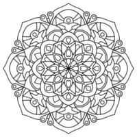 floral mandala avec doubler, circulaire forme, dessin avec botanique conception, coloration livre page vecteur