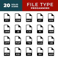 fichier type icône ensemble. document des dossiers format Icônes symboles. avec une noir remplir conception. illustrations. vecteur