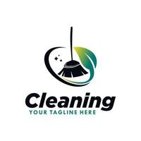 création de logo de service de nettoyage de balai vecteur