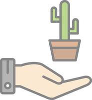 cactus ligne rempli lumière icône vecteur