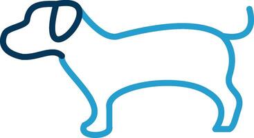 chien ligne bleu deux Couleur icône vecteur