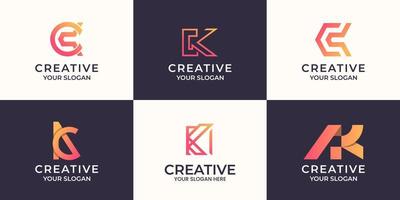 ensemble de création de logo abstrait lettre k vecteur