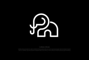 simple minimaliste animal éléphant monogramme ligne contour logo vecteur de conception