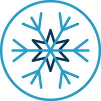 flocon de neige ligne bleu deux Couleur icône vecteur
