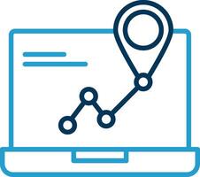 GPS la navigation ligne bleu deux Couleur icône vecteur