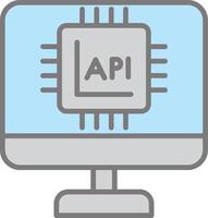 api interface ligne rempli lumière icône vecteur