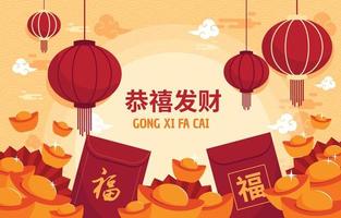 gong xi fa cai fond vecteur