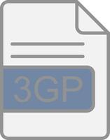 3gp fichier format ligne rempli lumière icône vecteur
