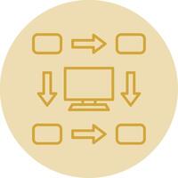 flux de travail ligne Jaune cercle icône vecteur