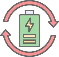 éco batterie ligne rempli lumière icône vecteur