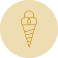 la glace crème cône ligne Jaune cercle icône vecteur