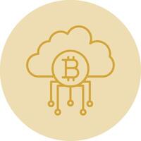 nuage bitcoin ligne Jaune cercle icône vecteur