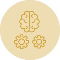 cerveau formation ligne Jaune cercle icône vecteur