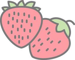 des fraises ligne rempli lumière icône vecteur