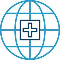 global médical un service ligne bleu deux Couleur icône vecteur