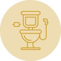 toilette ligne Jaune cercle icône vecteur