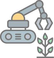 agricole robot ligne rempli lumière icône vecteur