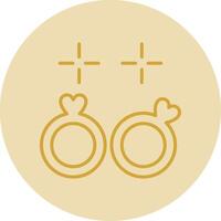 mariage anneaux ligne Jaune cercle icône vecteur