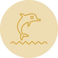 dauphin spectacle ligne Jaune cercle icône vecteur