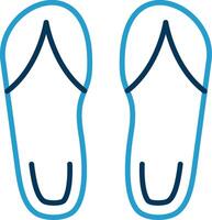 des sandales ligne bleu deux Couleur icône vecteur