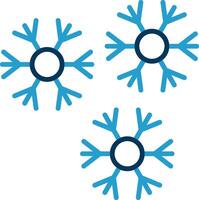 flocons de neige ligne bleu deux Couleur icône vecteur