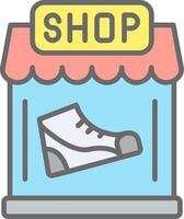 chaussure magasin ligne rempli lumière icône vecteur