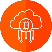 nuage bitcoin ligne rouge cercle icône vecteur