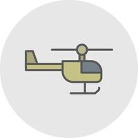 hélicoptère ligne rempli lumière icône vecteur