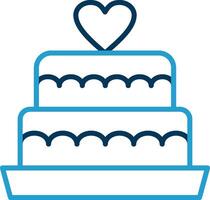 mariage gâteau ligne bleu deux Couleur icône vecteur