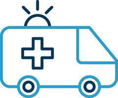 ambulance ligne bleu deux Couleur icône vecteur