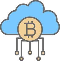 nuage bitcoin ligne rempli lumière icône vecteur