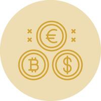 crypto-monnaie pièces de monnaie ligne Jaune cercle icône vecteur