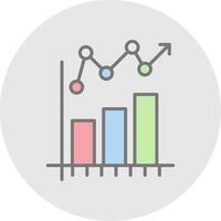 statistique graphique ligne rempli lumière icône vecteur