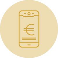 euro mobile Payer ligne Jaune cercle icône vecteur