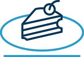 pièce de gâteau ligne bleu deux Couleur icône vecteur