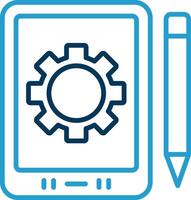 tablette ligne bleu deux Couleur icône vecteur