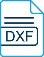 dxf fichier format ligne bleu deux Couleur icône vecteur