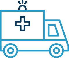 ambulance ligne bleu deux Couleur icône vecteur