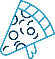 Pizza tranche ligne bleu deux Couleur icône vecteur
