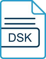 dsk fichier format ligne bleu deux Couleur icône vecteur