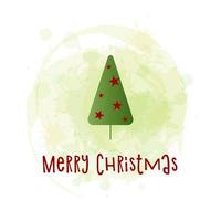 silhouette verte d'un arbre de Noël avec des étoiles rouges sur fond aquarelle. joyeux noël et bonne année 2022. illustration vectorielle. vecteur