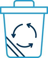 recycler poubelle ligne bleu deux Couleur icône vecteur